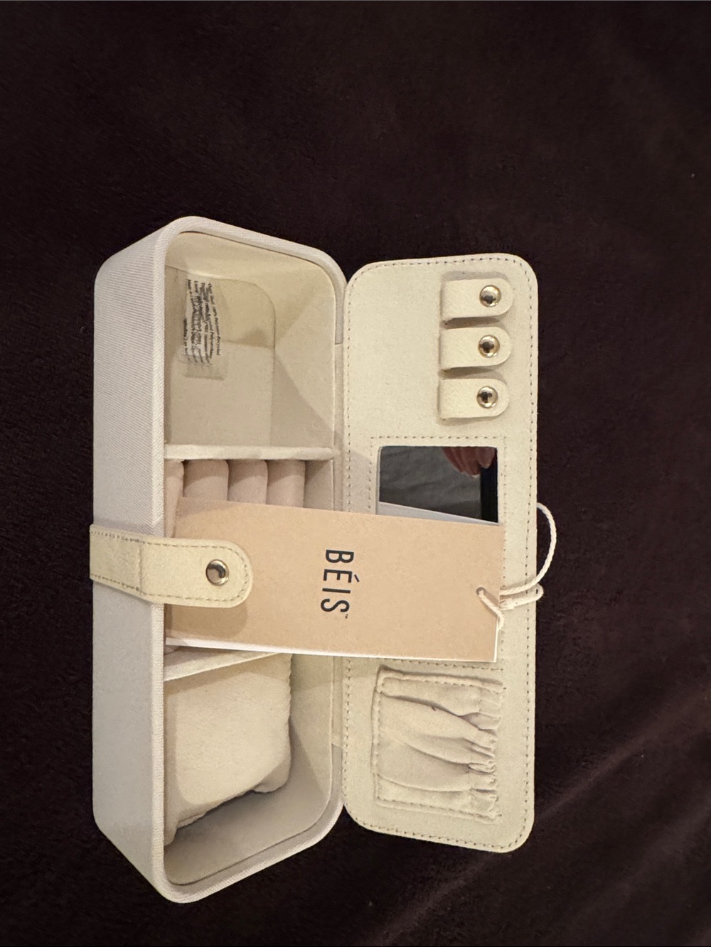 BEIS Cream Jewelry Travel Case with Mirror